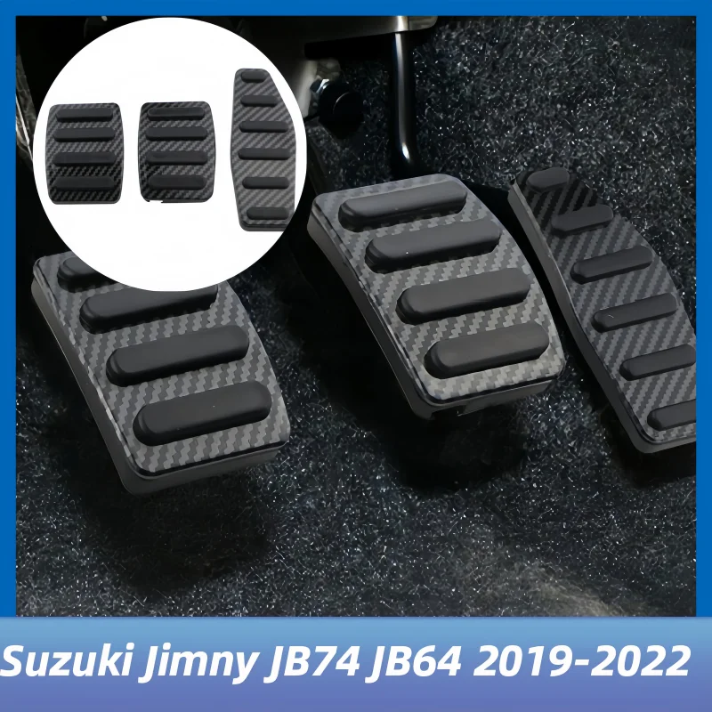 Stainless Steel Car Accelerator Fuel Brake Pedal Gas Cover for Suzuki Jimny JB74 JB64 2019 2020 2021 2022 Carbon Fiber Pedals