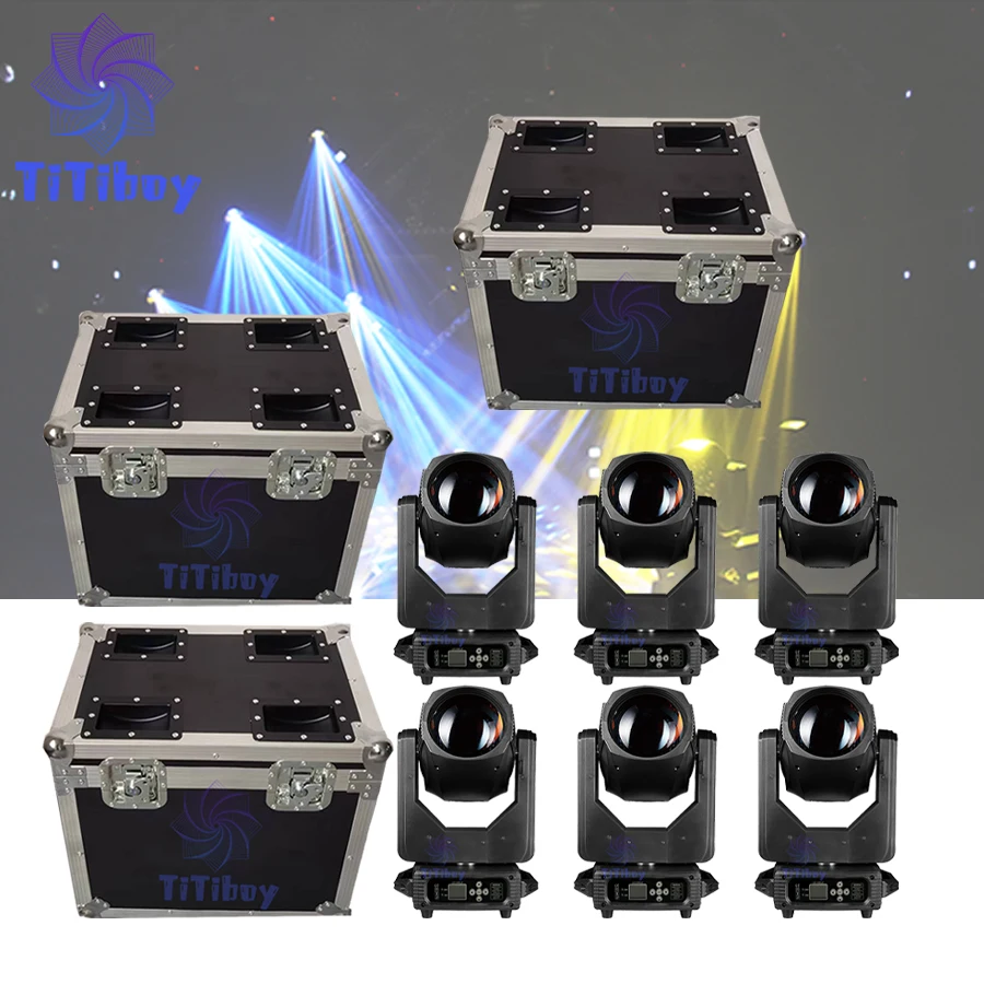 0 Tax 6Pcs Beam 295W 14R Moving Head Stage Light With 3Flightcase Effects DMX For Wedding DJ Bar Disco Concert Party Christmas