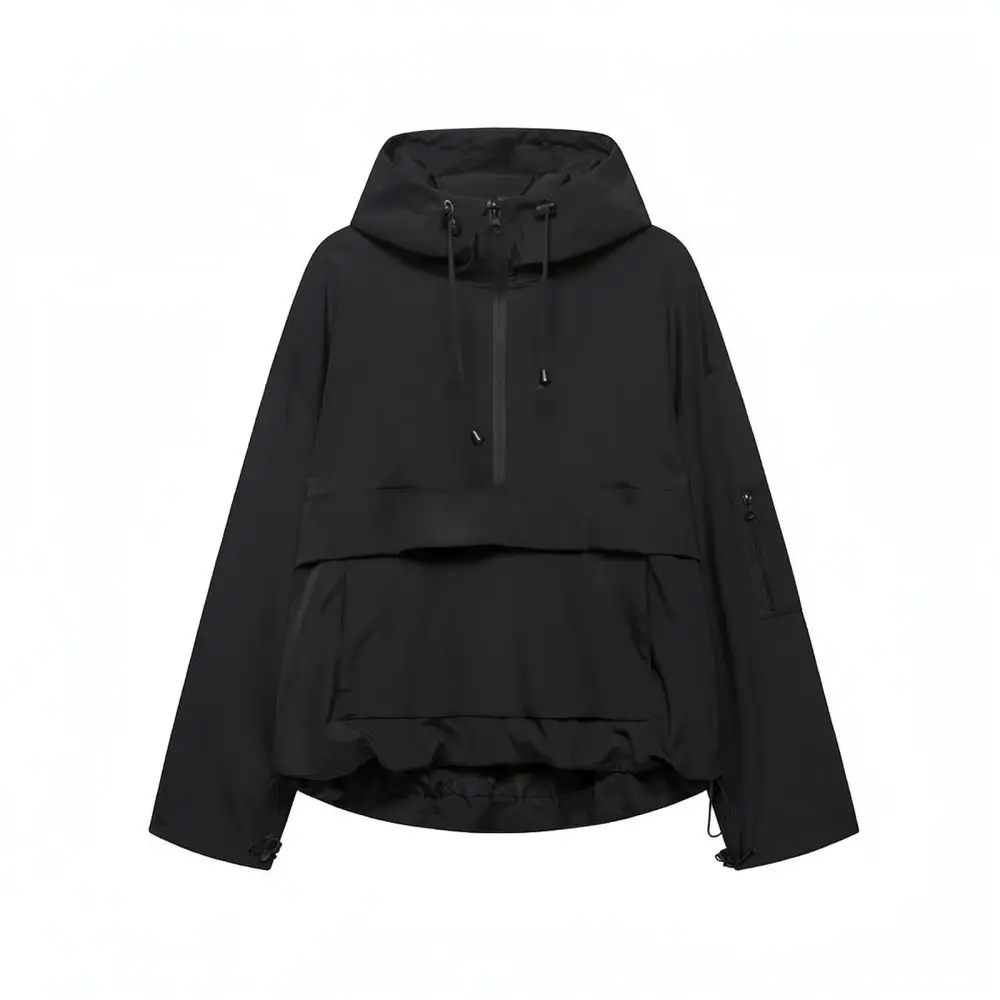 Women Hooded Utility Jacket Outdoor Waterproof Windbreaker Summer Casual Loose Fit Functional Streetwear Fashion Top