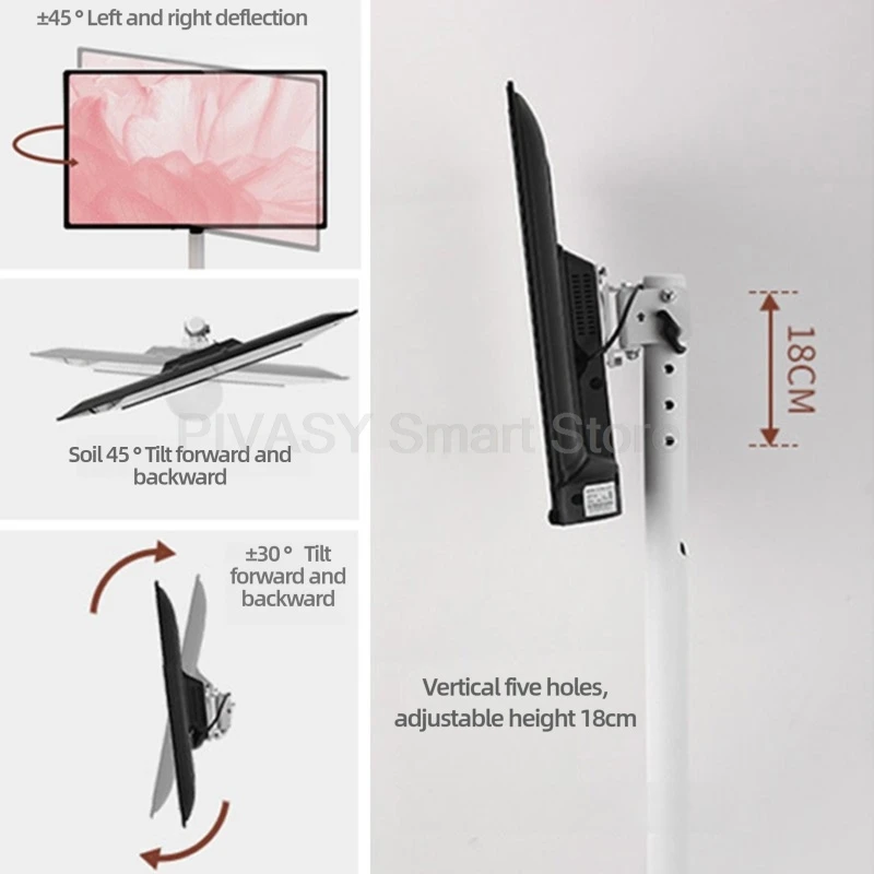 24-32 インチローリングモバイル TV カート用ホイールフラットスクリーン 360 °   調整可能、回転可能、スイベルマウント付きポータブルフロアテレビホルダー