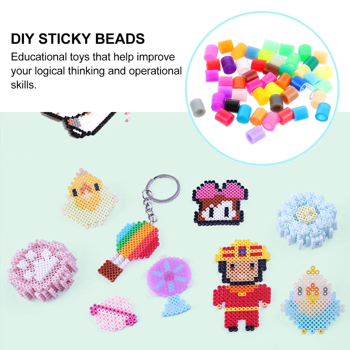 

1 Set Colorful Fuse Kit Diy Sticky Beads For Kids Educational Jigsaw Puzzle Adult Craft Beads