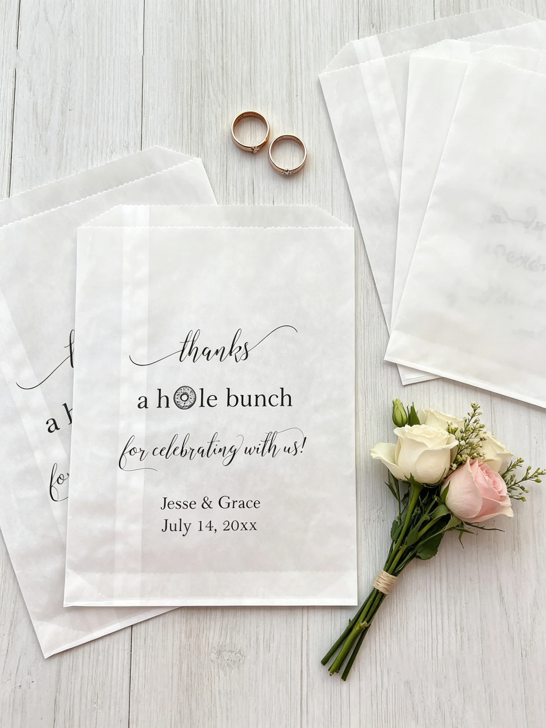 

Personalized Wedding Donut Bar Bags Elegant Clear Baking Treat Bags Wedding Guest Favor Supplies