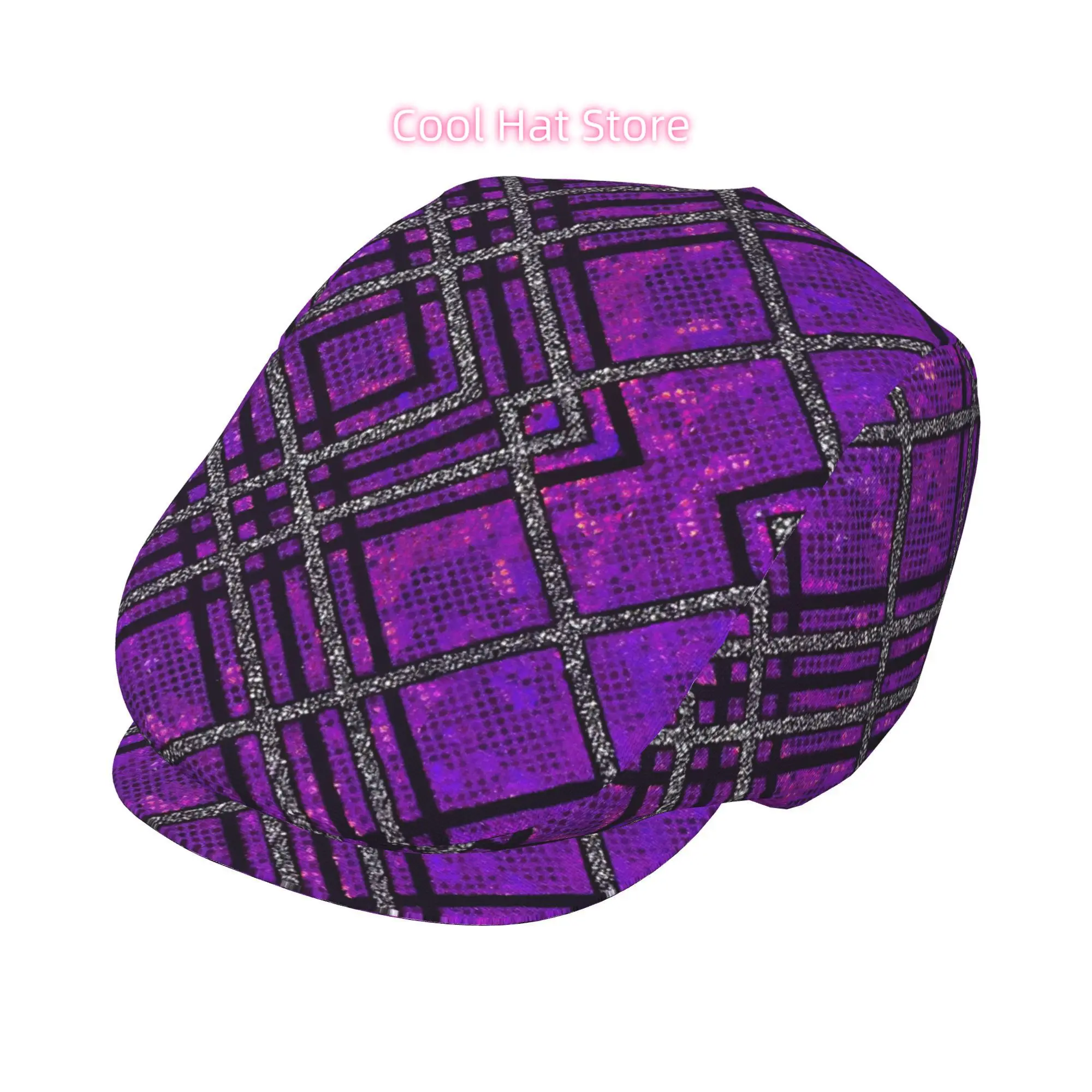 2D Flat, 1pc Adjustable Beret Hat for Men & Women - Sparkling Sequin Cloth Cabbie Cap, Lightweight Polyester Beret Suitable for