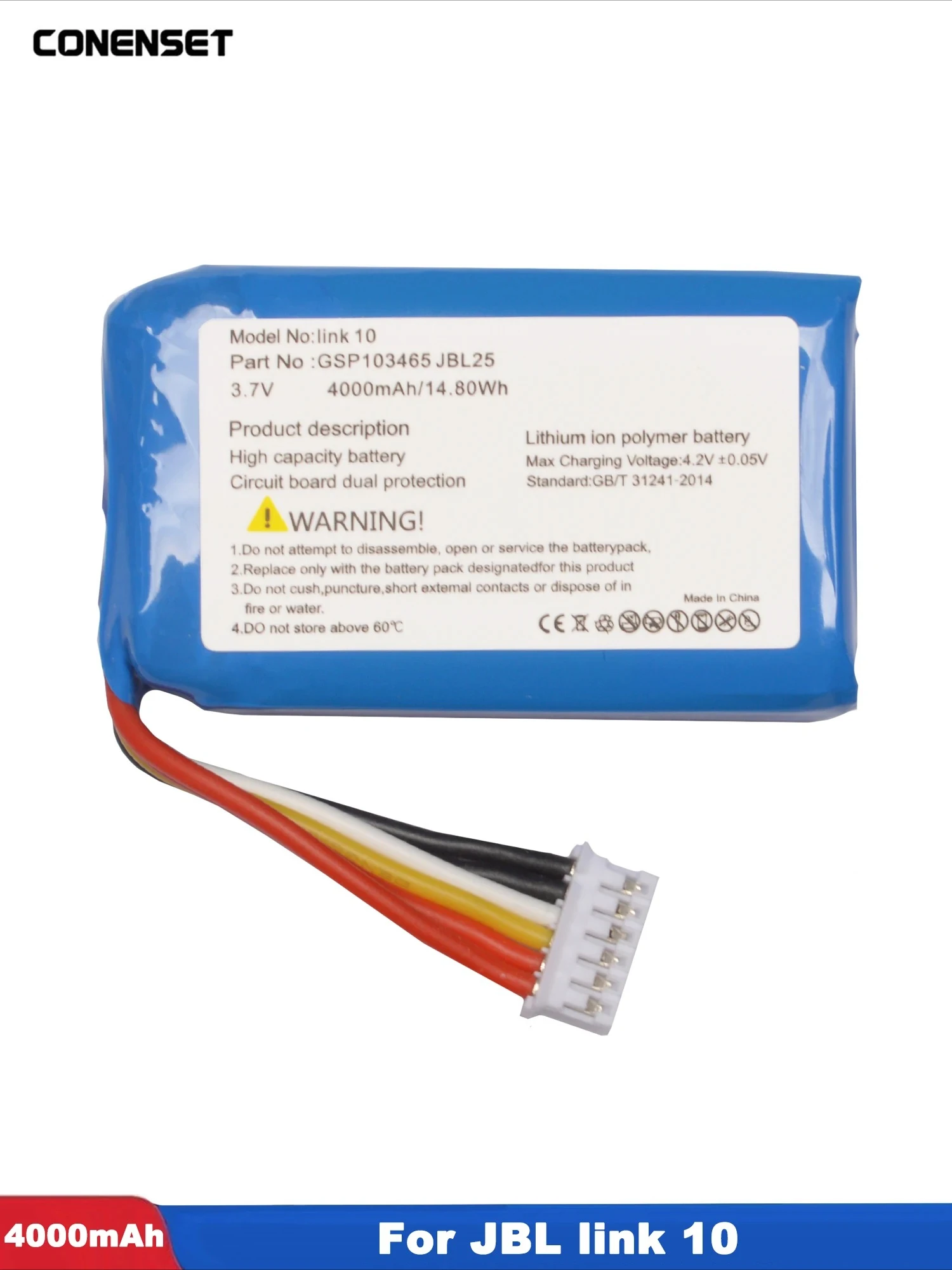 3.7V GSP103465 4000mAh Replacement Battery For JBL Link 10 S