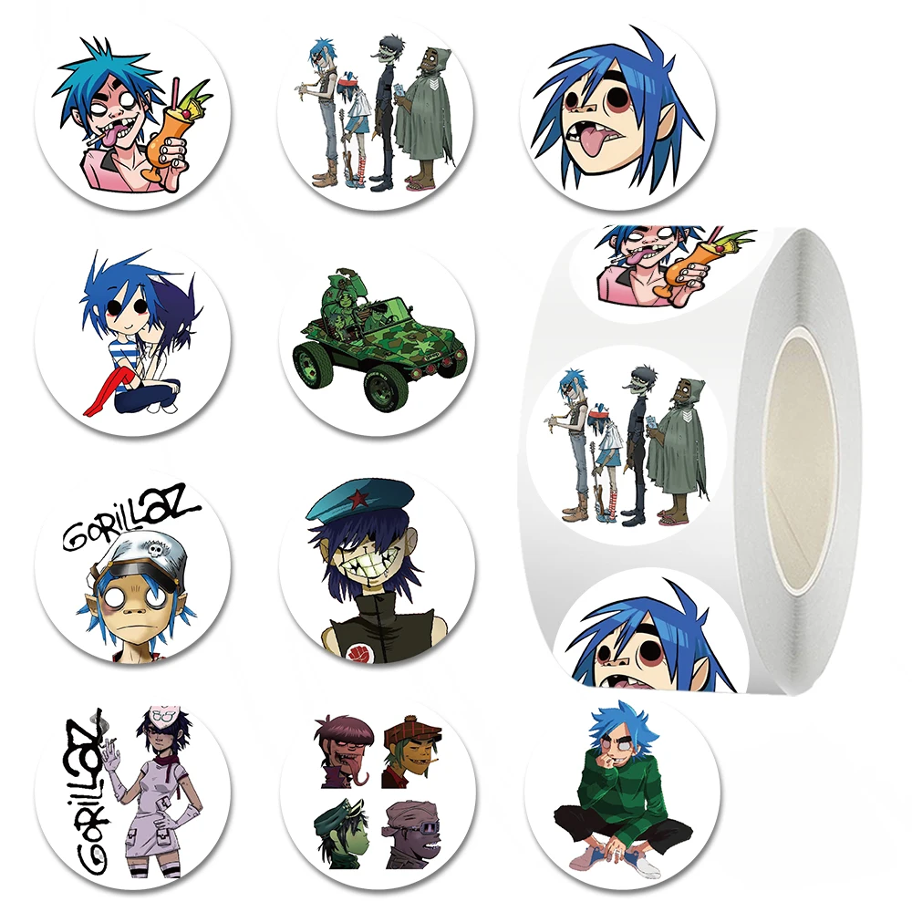 500 Stück/Rolle Cartoon Spiel Gorillaz Band Siegelaufkleber DIY PVC Laptop Aufkleber Dekoration Belohnung Geschenk Spielzeug