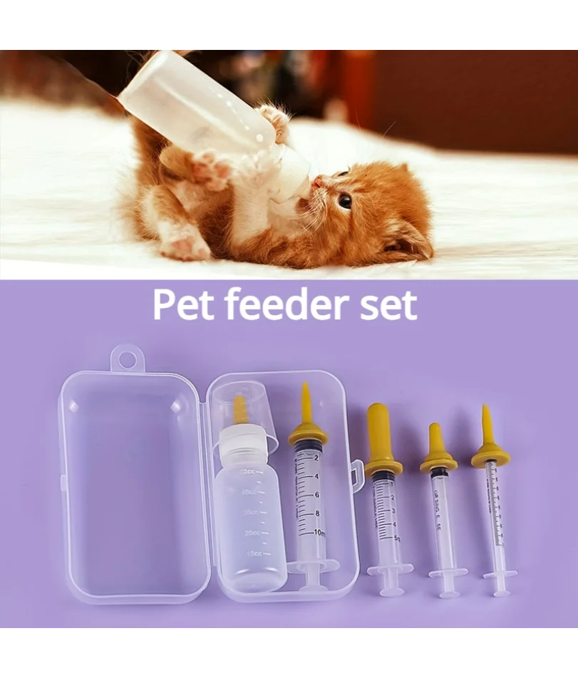 

Pet Feeding Device Set Cat Dog Care Bottle Syringe Suit Newborn Kitten Feed Device with Feeding Bottle Puppy Medication Device
