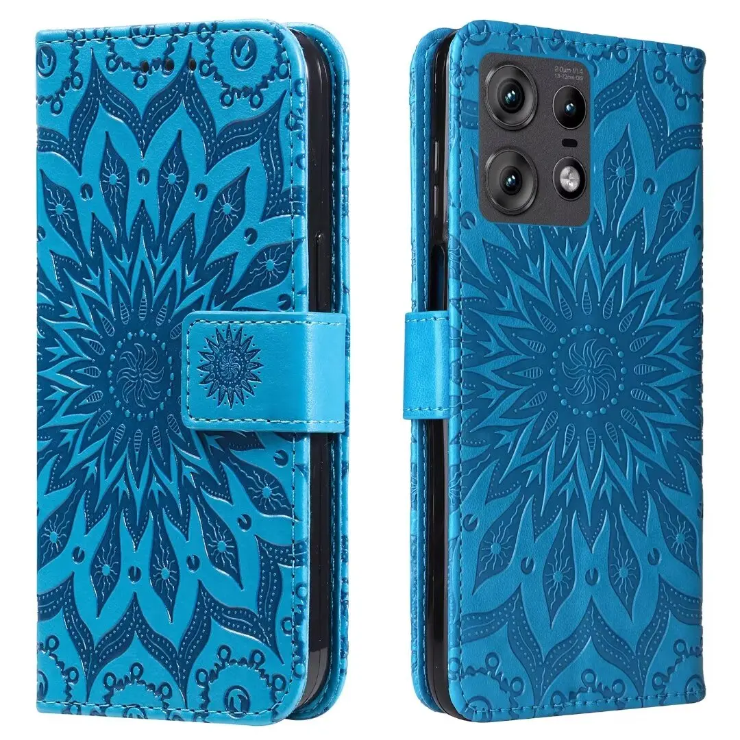Für motorola moto edge 50 pro 5g 3d prägung blume luxus ledertasche brieftasche buchhalter flip cover auf moto edge50 pro taschen