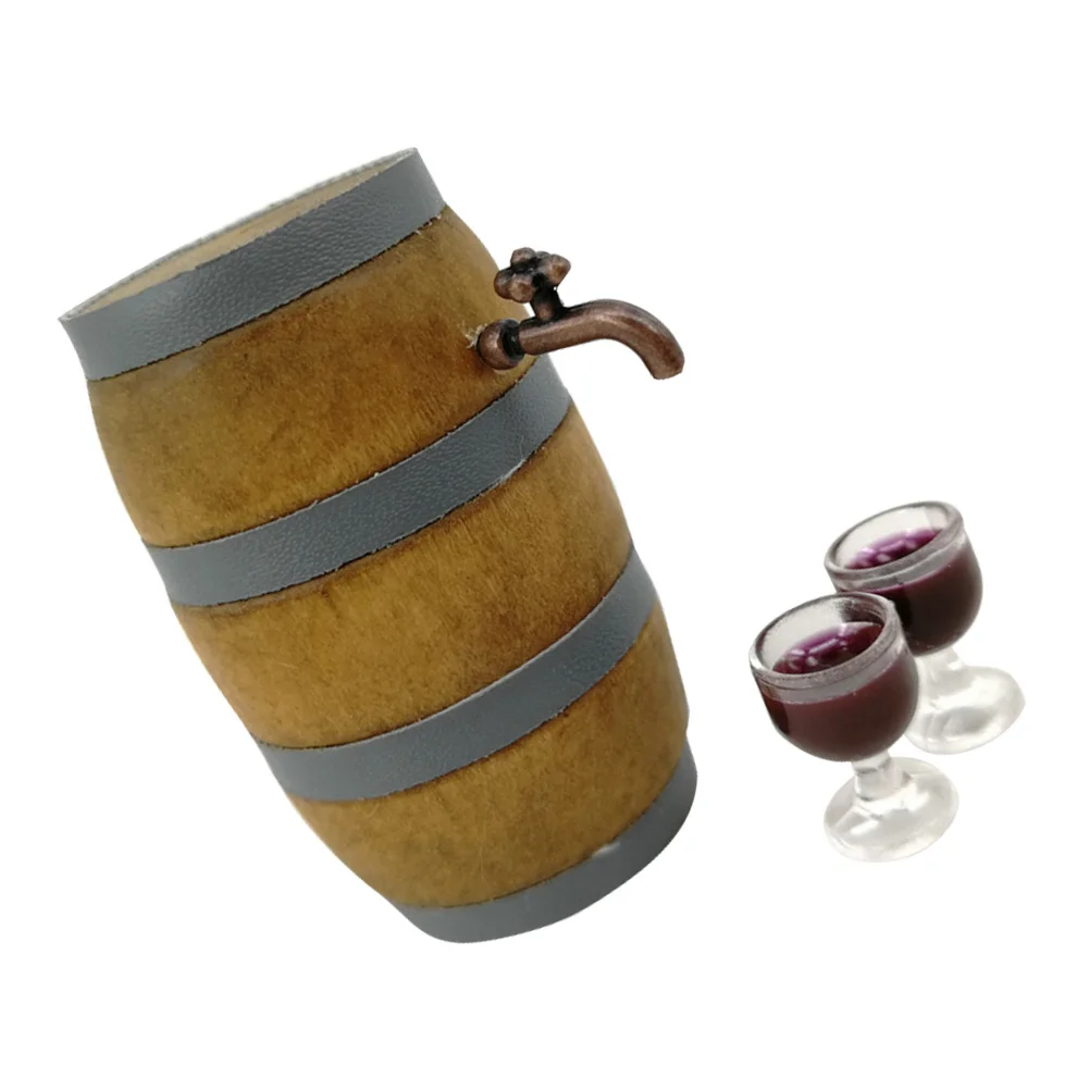 

Miniature Red Wine Barrel Set Play House Accessories Scene Decoration Props For Kids Diy Bar Pub Kitchen Diorama