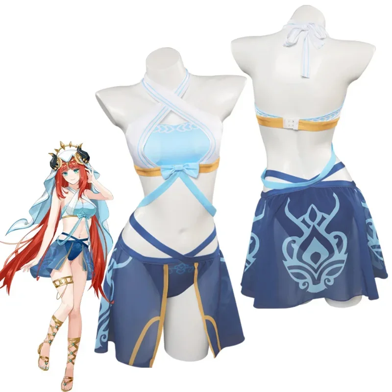 Genshin Impact Nilou Cosplay Women Swimsuit Costume Outfits For Girls Female Sexy Dress Swimwear Halloween Carnival Party Suit