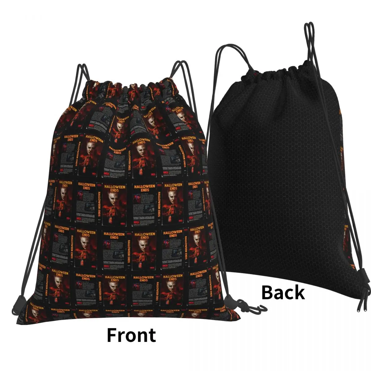 Halloween Ends 2022 VHS Cover Backpacks Portable Drawstring Bundle Pocket Sundries Bag Book Bags for Travel School