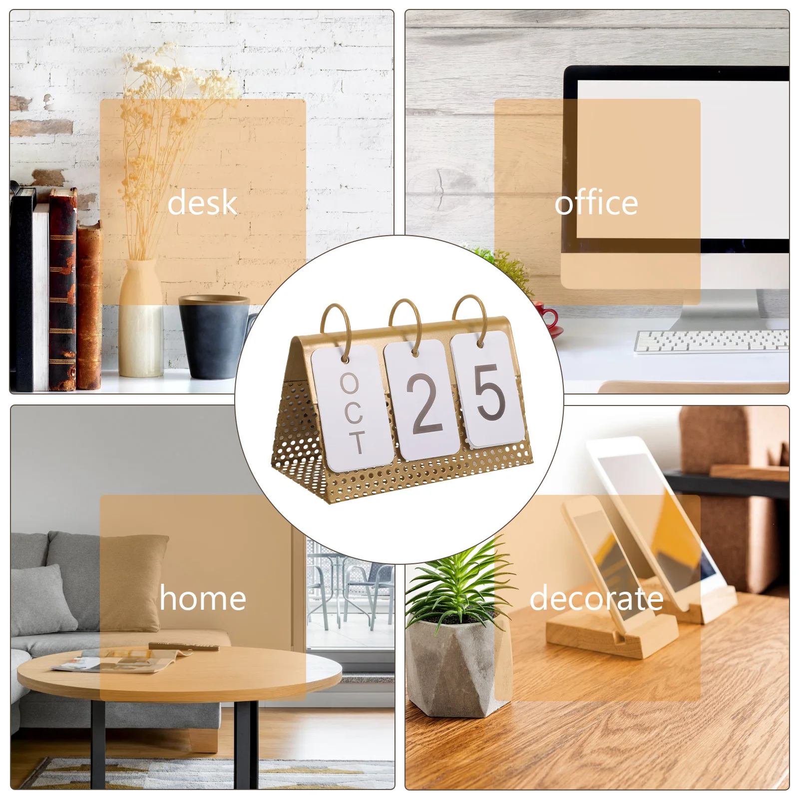 

Perpetual Calendar Ornaments Rustic Office Decor Decoration Desktop Standing for Year Planner Decorations