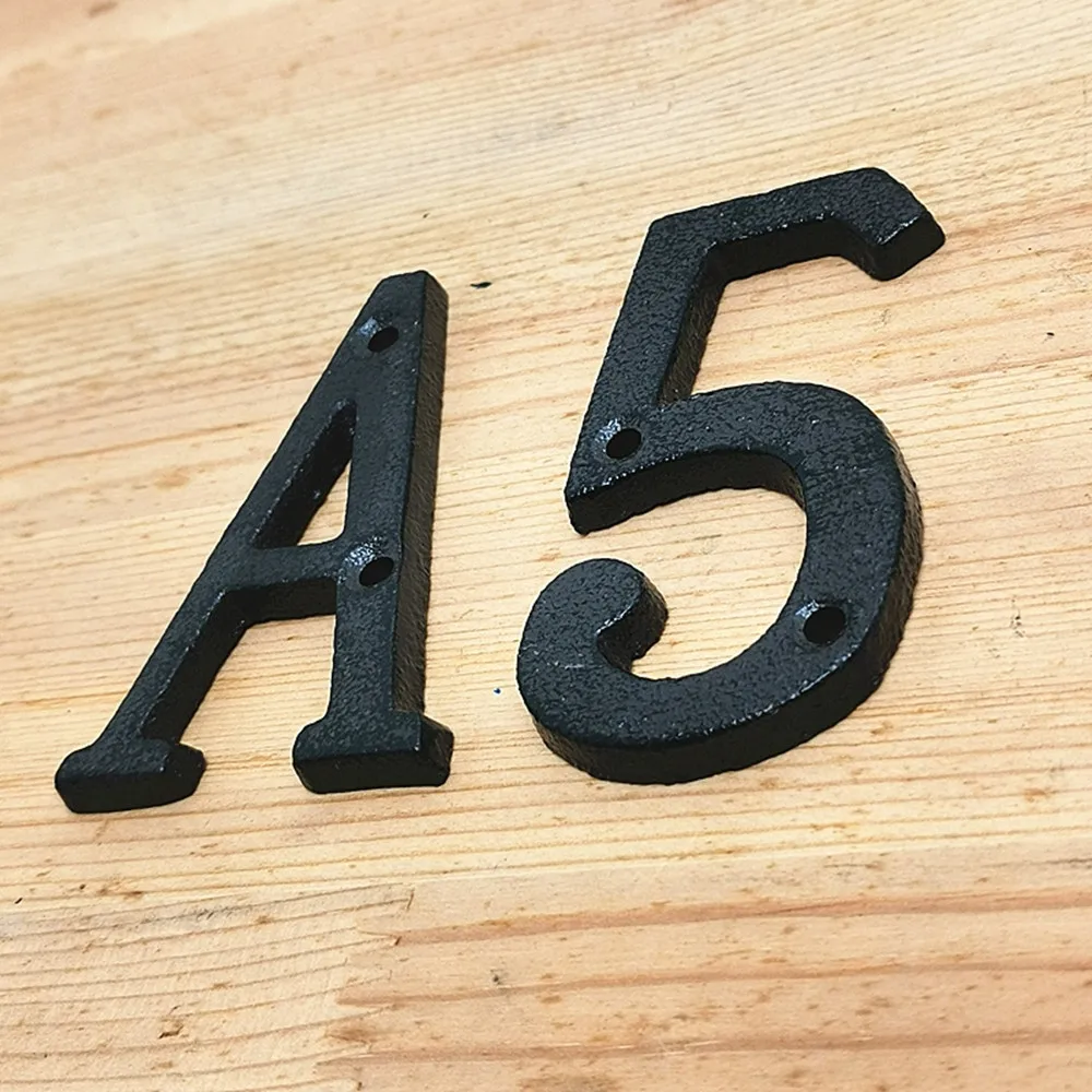 Black cast iron Arabic numerals, monogram room number Door number 1 2 3 4 5 A B C D