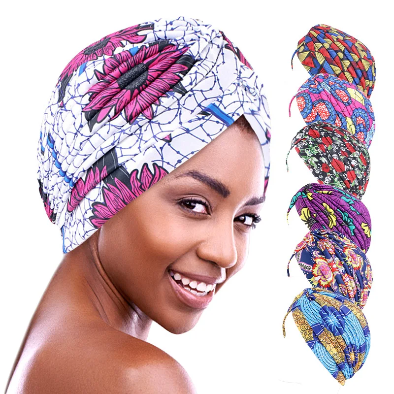 

Printed Knot Turban for Women Versatile Headwrap As Chemo Cap Muslim Hijab Beanie and Headscarf for Hair Loss or Fashion