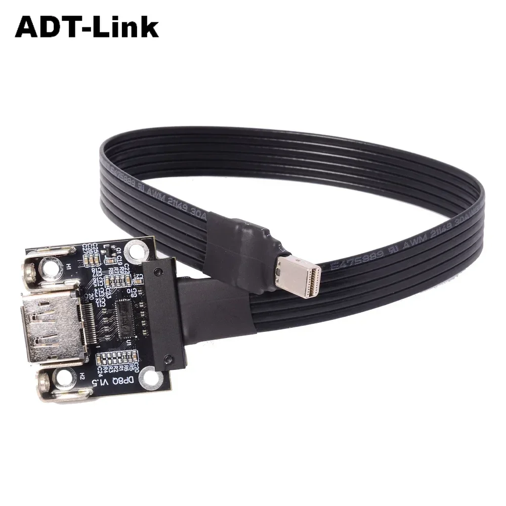 Up Down Angled Standard DP To Mini DP Extension Flat Cable Mini Displayport 1.4 Male To Male / Male To Female Support HDR/DSC