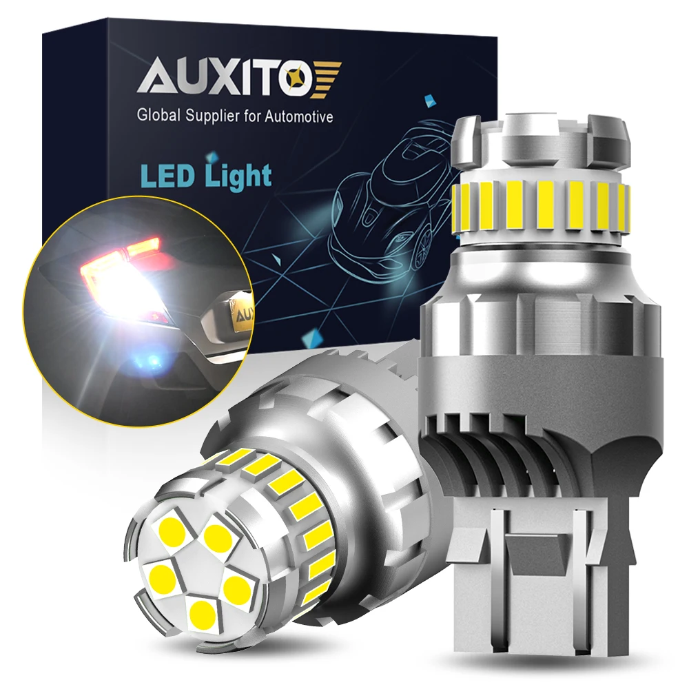 AUXITO 2X T20 7443 W21/5W 7440 W21W LED Bulb Canbus No Error 6500K White Car Parking Position Light DRL Daytime Running Lamp 12V