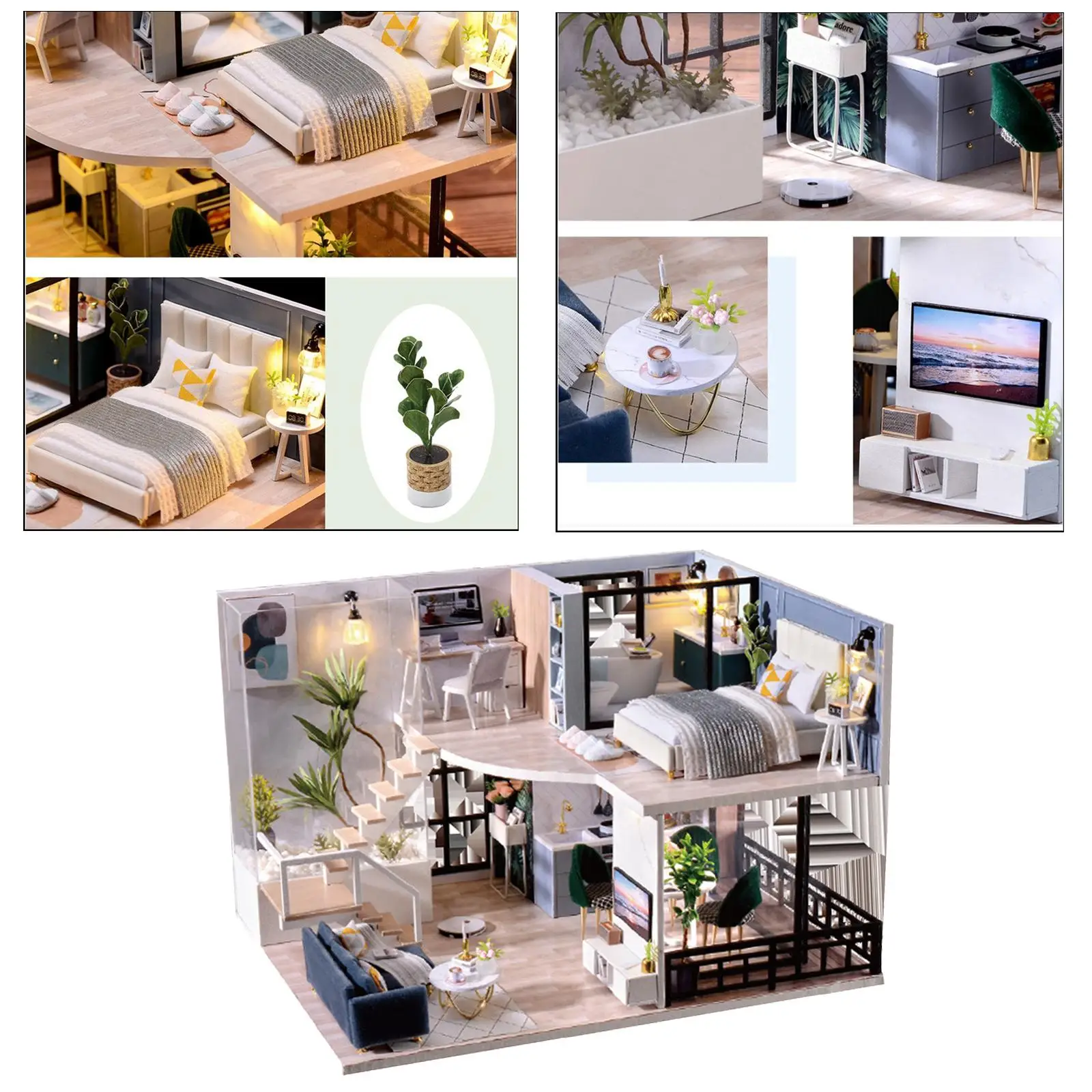 소녀 선물용 가구 키트 코티지가 포함된 창의적인 미니 인형의 집