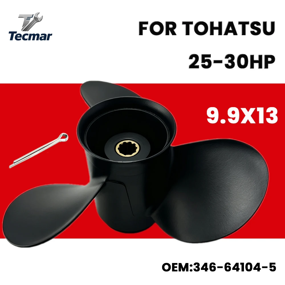 Outboard Propeller Fit Tohatsu 25HP 30HP Boat Motor 9.9*13 Aluminum Alloy Screw 3 Blade 10 Spline Tooth 346-64104-5