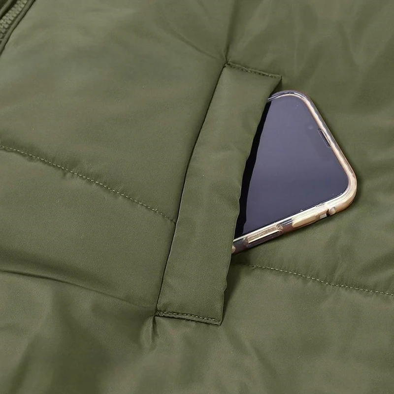 Outono inverno feminino coletes acolchoados cor sólida vintage gola sem mangas zip-frente bolsos solto casual colete quente