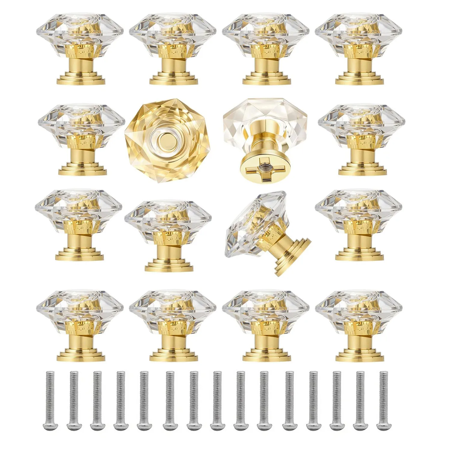 Drawer Knobs Diamond Shaped Glass Cabinet Knob Pull Handles,Crystal Cabinet Knobs Drawer Pulls Drawer Knobs for Wardrobe,Dresser