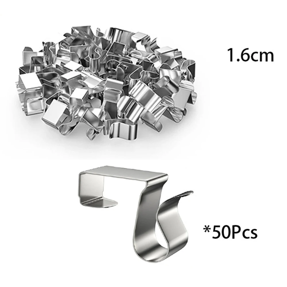 Silver Steel Gutter Clips 50 Pcs For Outdoor String Lights Installation Metal Hooks For Christmas Lantern Rope Drainage Ditch