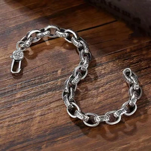 Prix d’usine 2023 S925 Nouveau bracelet mantra à six caractères pour hommes femmes Bijoux rétro tendance S925 8 meilleurs mantras de vente - No 5