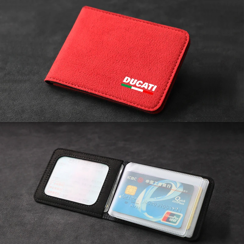 

Motorcycle Driver's license Cover Holder ID Credit Card Wallet Suede for Ducati Monster Panigale 748 749 999 1098 1199 1299 1198
