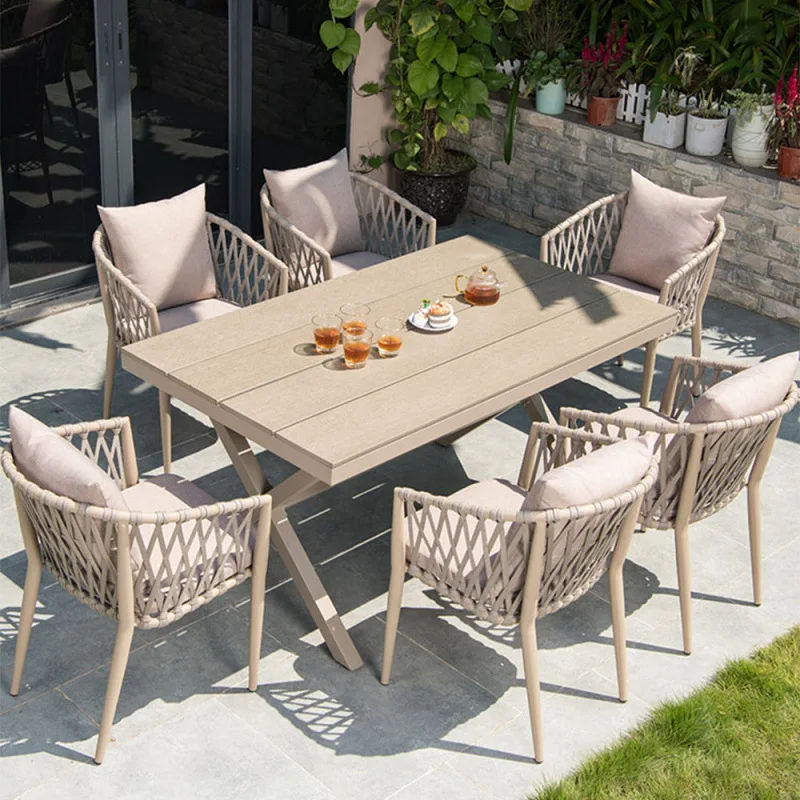 

Nordic outdoor tables and chairs courtyard outdoor leisure rattan chair combination villa garden terrace braided rattan open-air