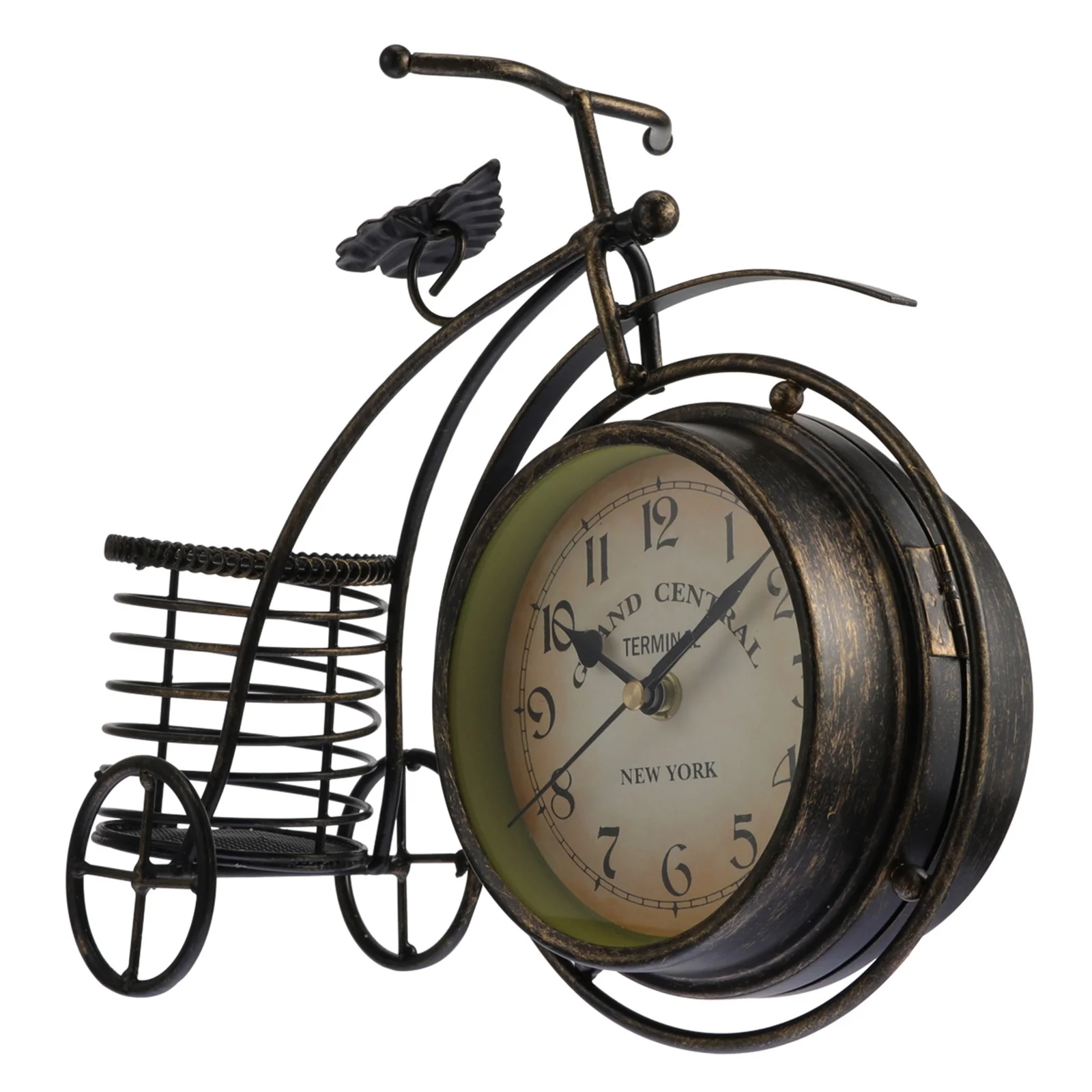 

1Pcs Vintage Metal Desktop Clock with Silent Movement Elegant Retro Design Decor Clock for Study Dining Room Porch Balcony Cafe