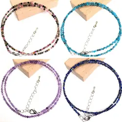 Mini -Faceted Gem Beads Necklaces For Women Natural Stone Chokers Agate garnet pearl Chain Handmade bracelet Yoga Jewelry Female