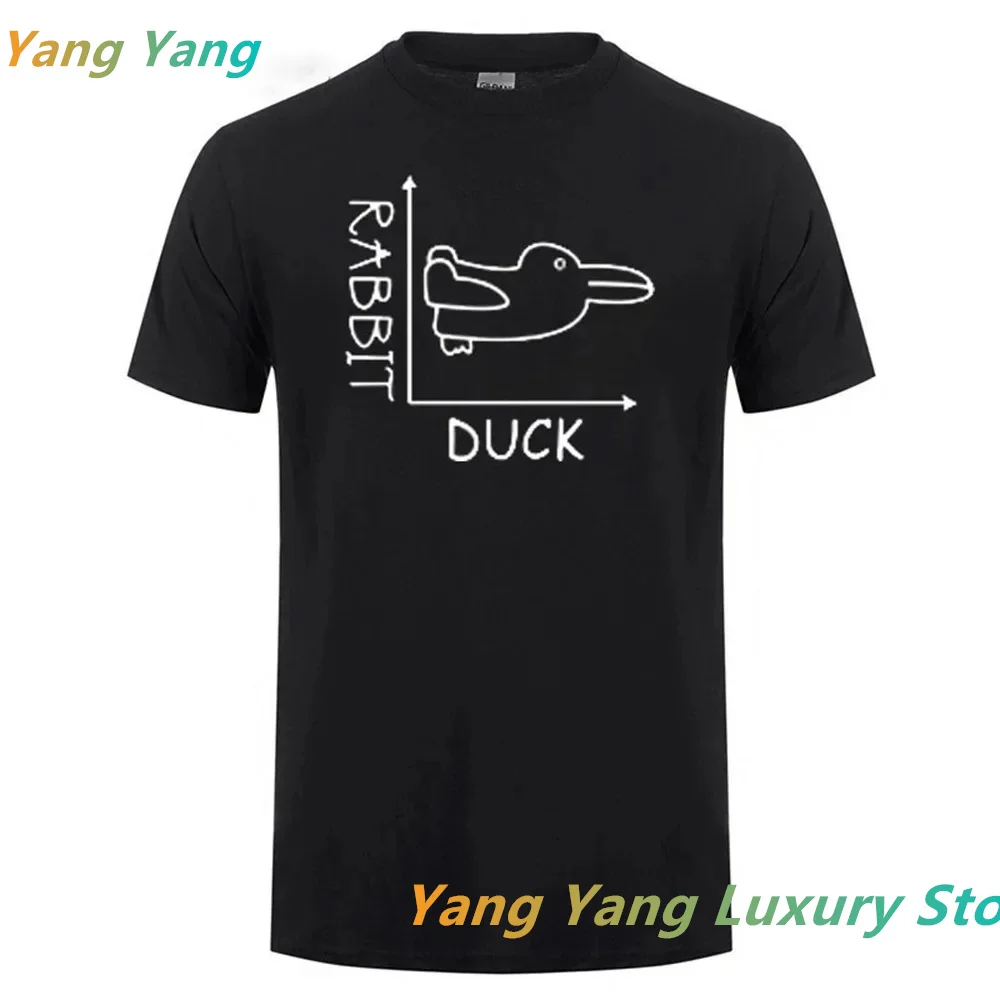 New Men's Pure Brain Tearer Duck Rabbit Fun Math Cotton T-shirt Summe Women Men Cotton T-shirt Top Street Tshirts Men Clothing