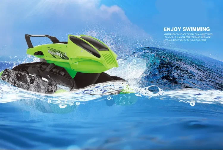 4CH 2.4GHz RC Stunt Car Remote Control Racing Car Driving on Water and Land Amphibious Electric vehicle snowmobile Beach car toy