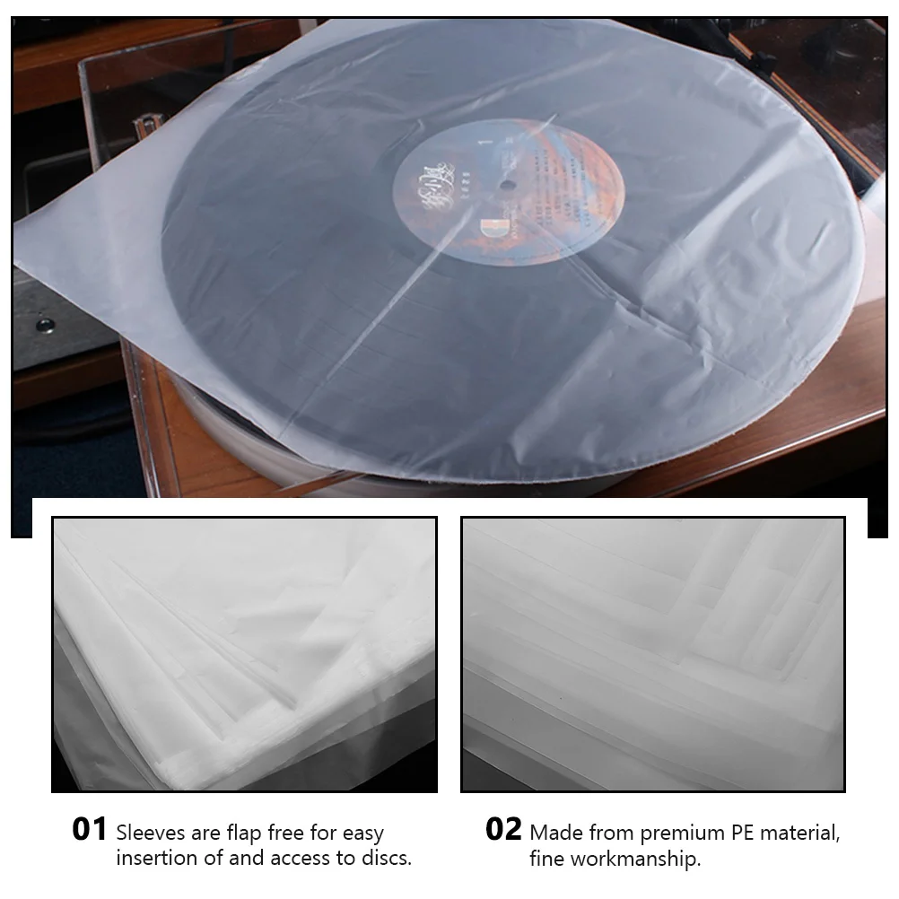 

50Pcs Black Vinyl Record Protector Pe Material Scratch Resistant Clear Cd Cover for Discs Storage and Long Term Protection