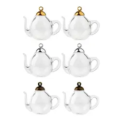 2pcs Small Teapot Glass Treasure Charm Pendant DIY Necklace