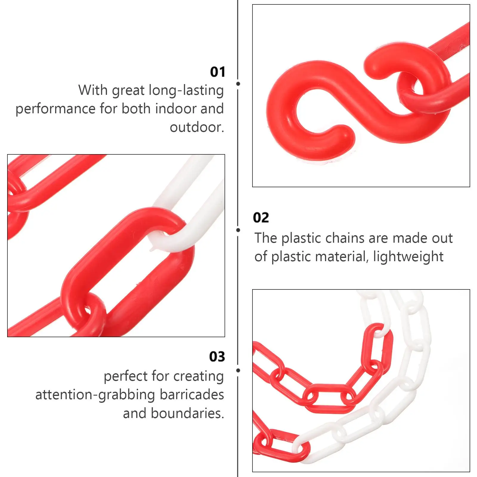 Plastic Safety Chain Road Cone Crowd Control Traffic Barrier Caution Security Chain Red White PP Material Lightweight