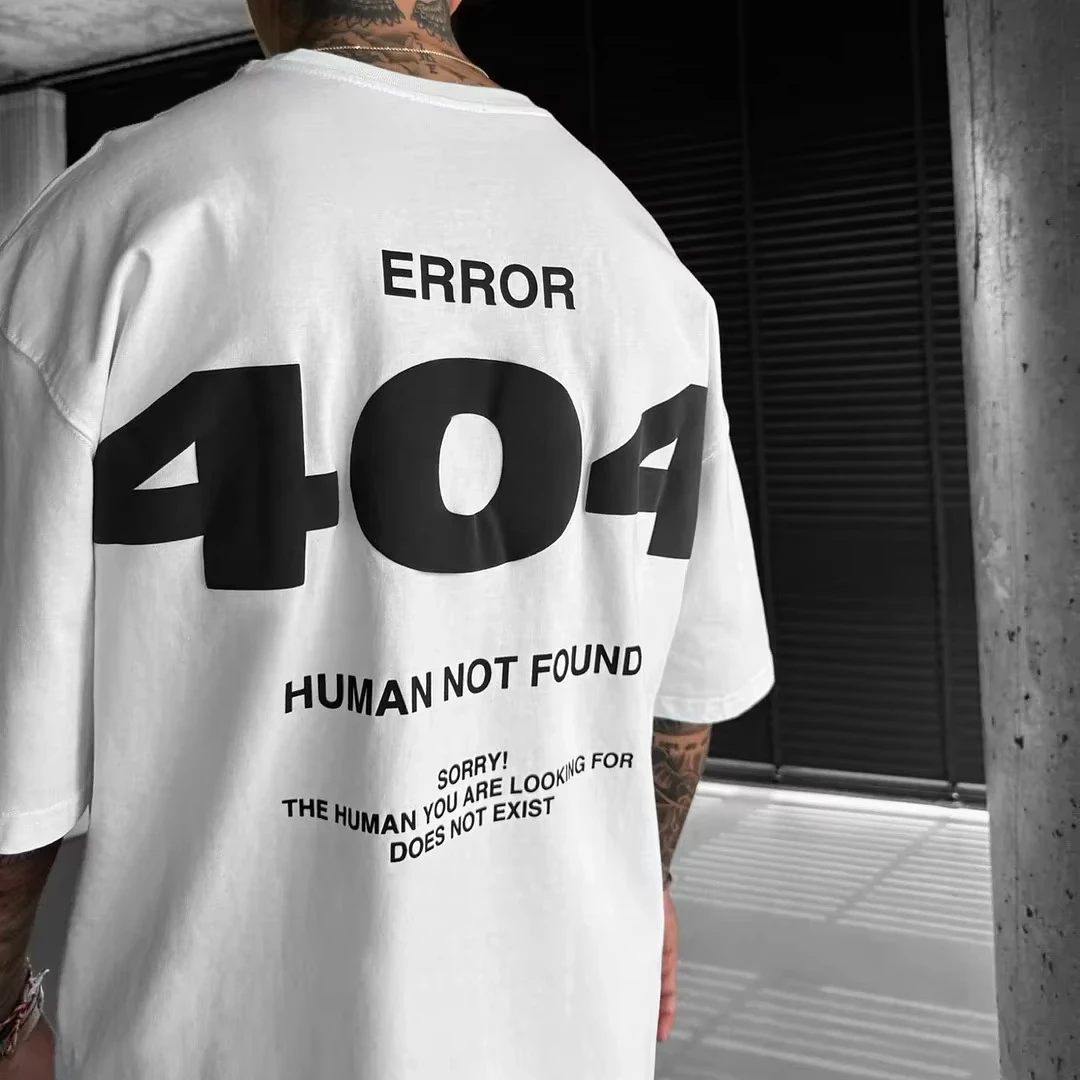 جديد 404 الجرافيك تي شيرت رجالي رسالة مطبوعة قصيرة الأكمام تي شيرت للرجال الصيف Harajuku الشارع Y2K ملابس علوية من القطن ملابس كاجوال