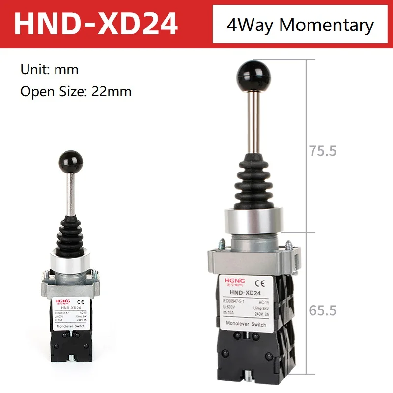 22mm Cross Rocker Switches 2 4Way Position Self Latching Reset Momentary 2 4NO Rotary Power Joystick Toggle Switch HND-XD22