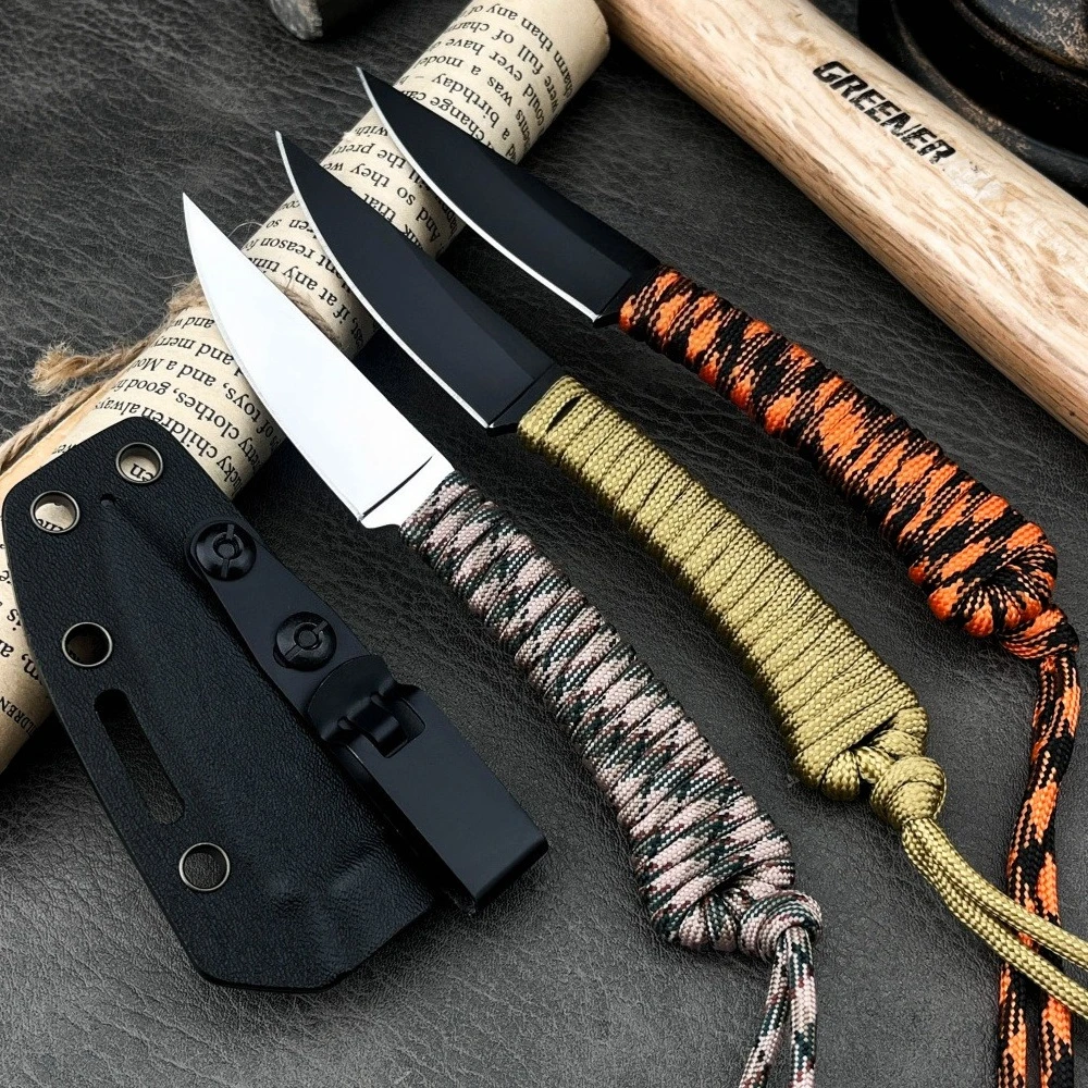 Portable Speedgoat 2.0 Straight Knife with Lanyard Outdoor Climbing Emergency Cutting Tools Camping Fishing Knives with Sheath