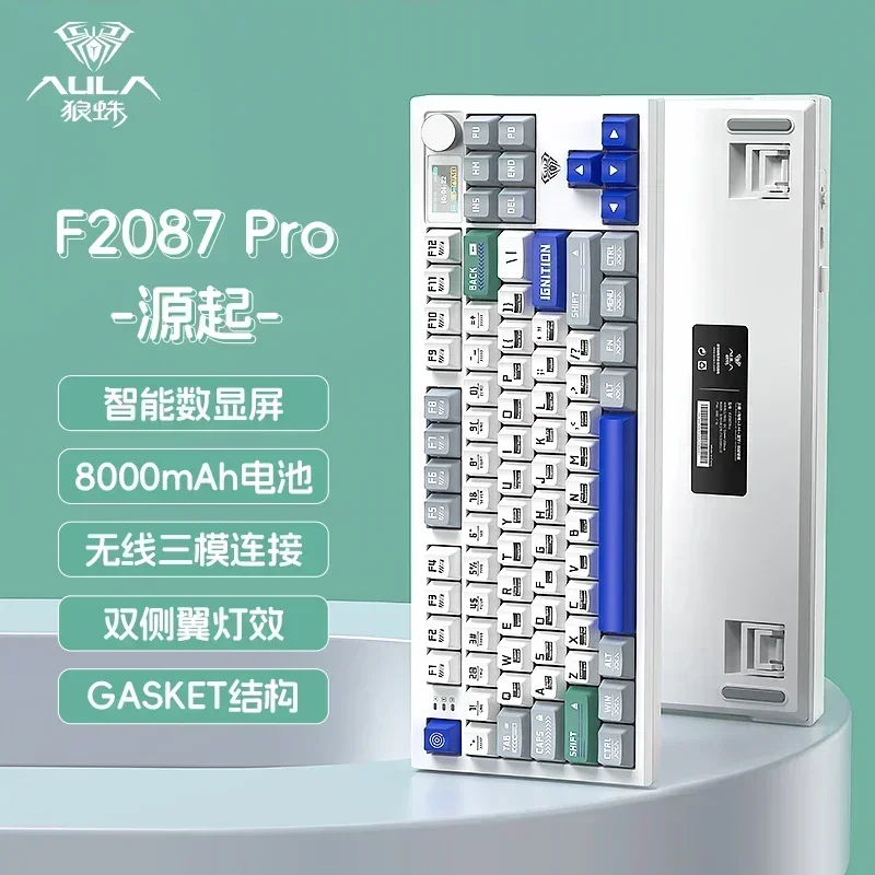 AULA F2087 Pro Gaming Keyboard RGB Light PBT Keycaps Tri mode Wireless E-sports Mechanical Keyboards Customized PC Accessories