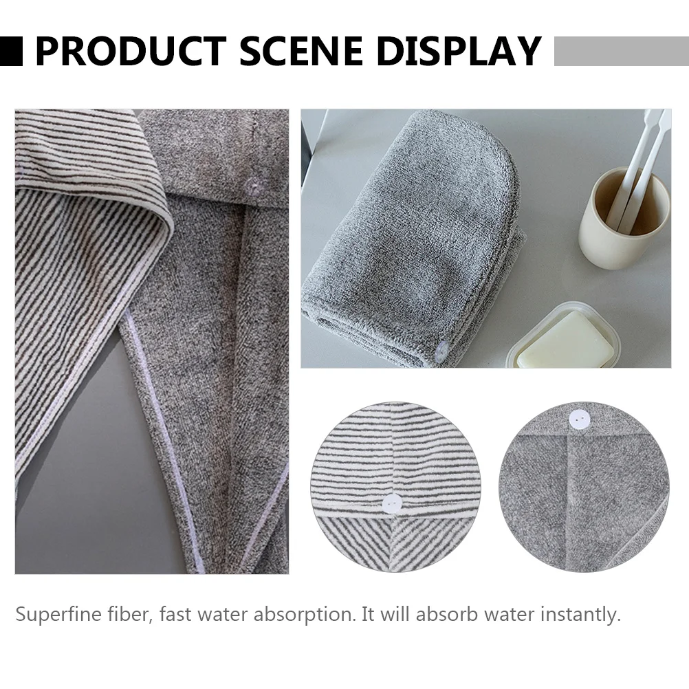 2Pcs Bamboo Charcoal Fiber Quick Drying Hair Caps Soft Absorbent Hair Towel Wraps for Beauty Salon Fast Drying Cap
