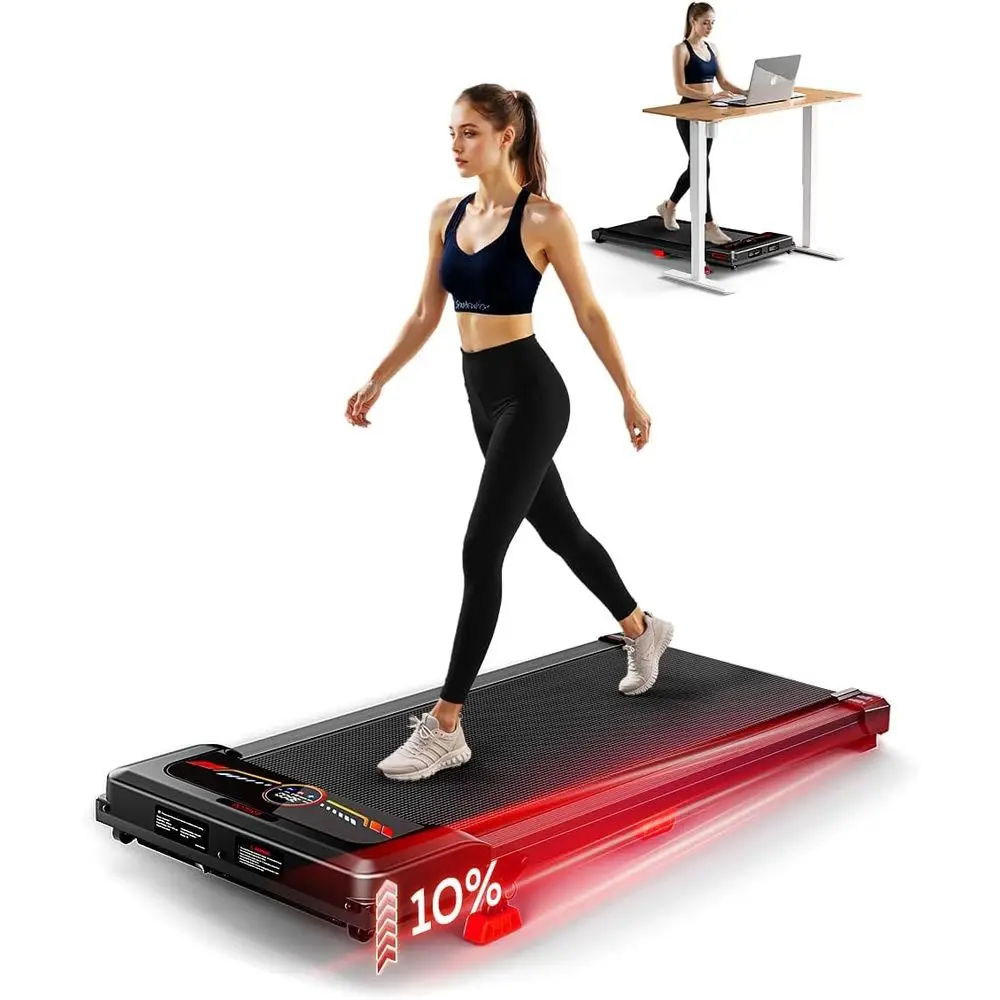 

Компактная беговая дорожка 2.5HP с наклоном 10%, для установки под стол, с пультом ДУ, нагрузка до 150 кг, для домашнего спортзала (для женщин)