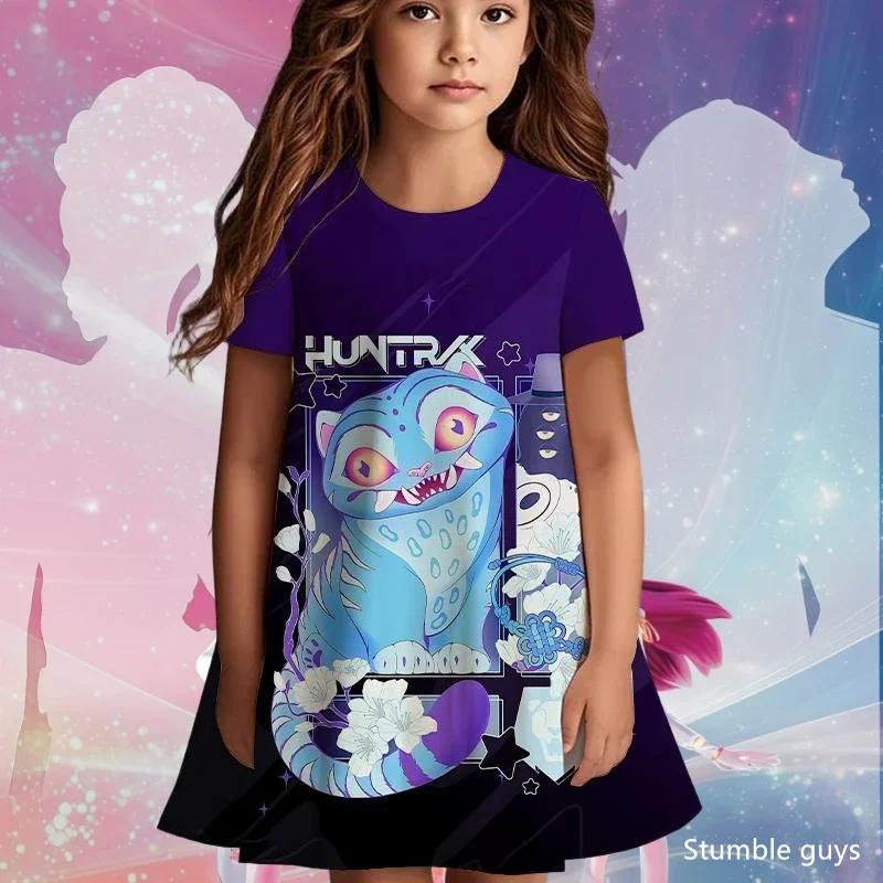 

Летнее платье Kpop Demon Hunters для детей, повседневная одежда Rumi ‌ Платье принцессы Mira Zoe, одежда для девочек, футболка
