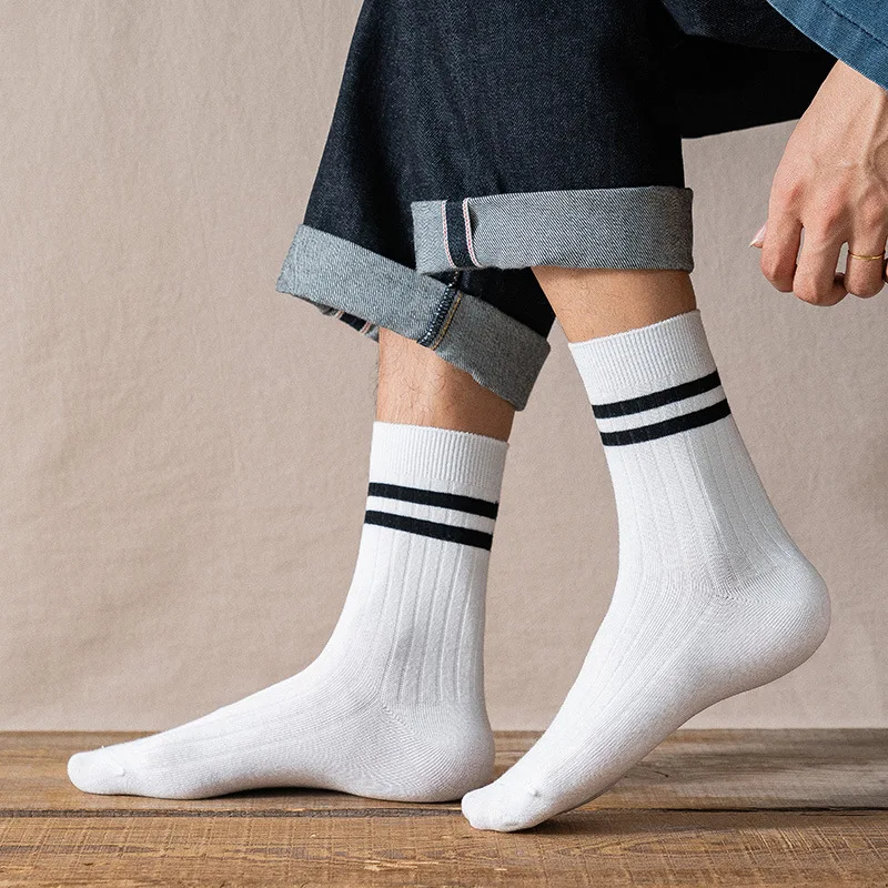 Big Size Sock Cotton Socks For Men Unisex Stripes Male Casual Plus Size Socks Women Fall Daily Hiphop Harajuku Socks 2024