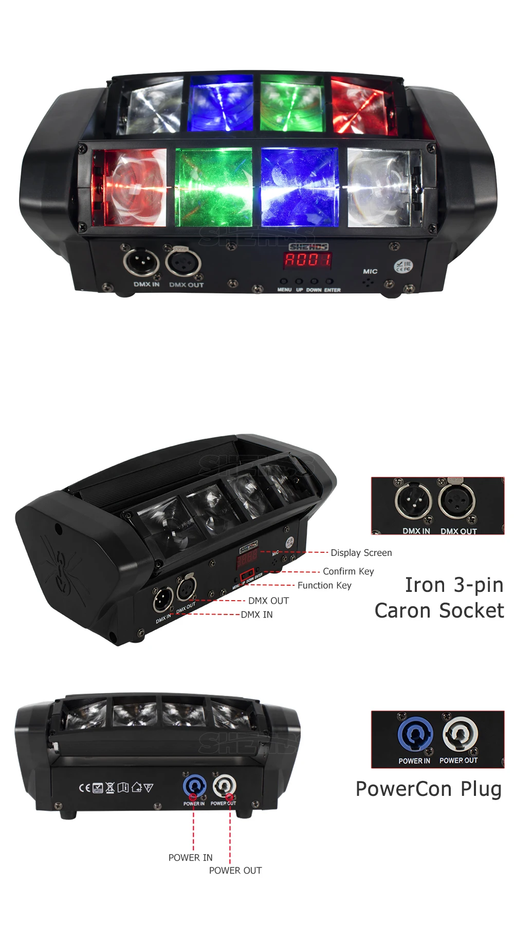 9 x 10 W LED Moving Head RGBW Spider Party Lichter DMX 512 für DJ Disco Hochzeit Nachtclub KTV Bühnenbeleuchtung – Detail 21