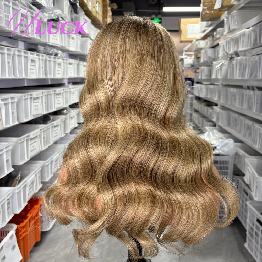Wig Rambut Asli Brasil Remy Warna Cokelat Madu Uluck 13x6 Lace Frontal Wig Model Body Wave Warna Pirang Abu Untuk Wanita Kulit Putih