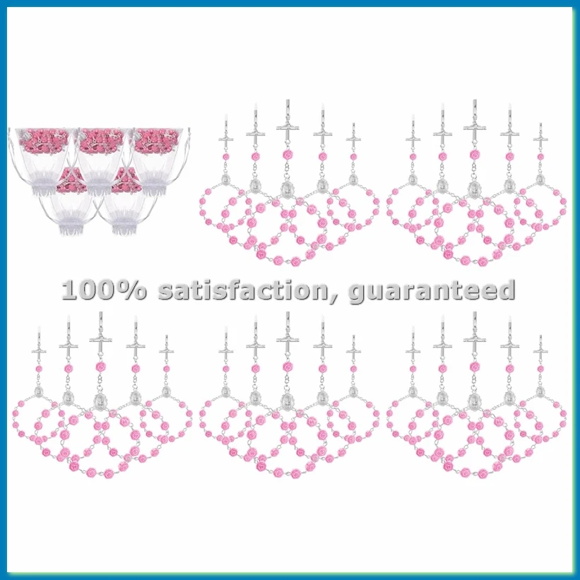 

30 штук мини-розариев для крещения, сувениры для крещения, розарии для крещения на палец, бусины в форме розы с 30 органзевыми мешочками - ABFB