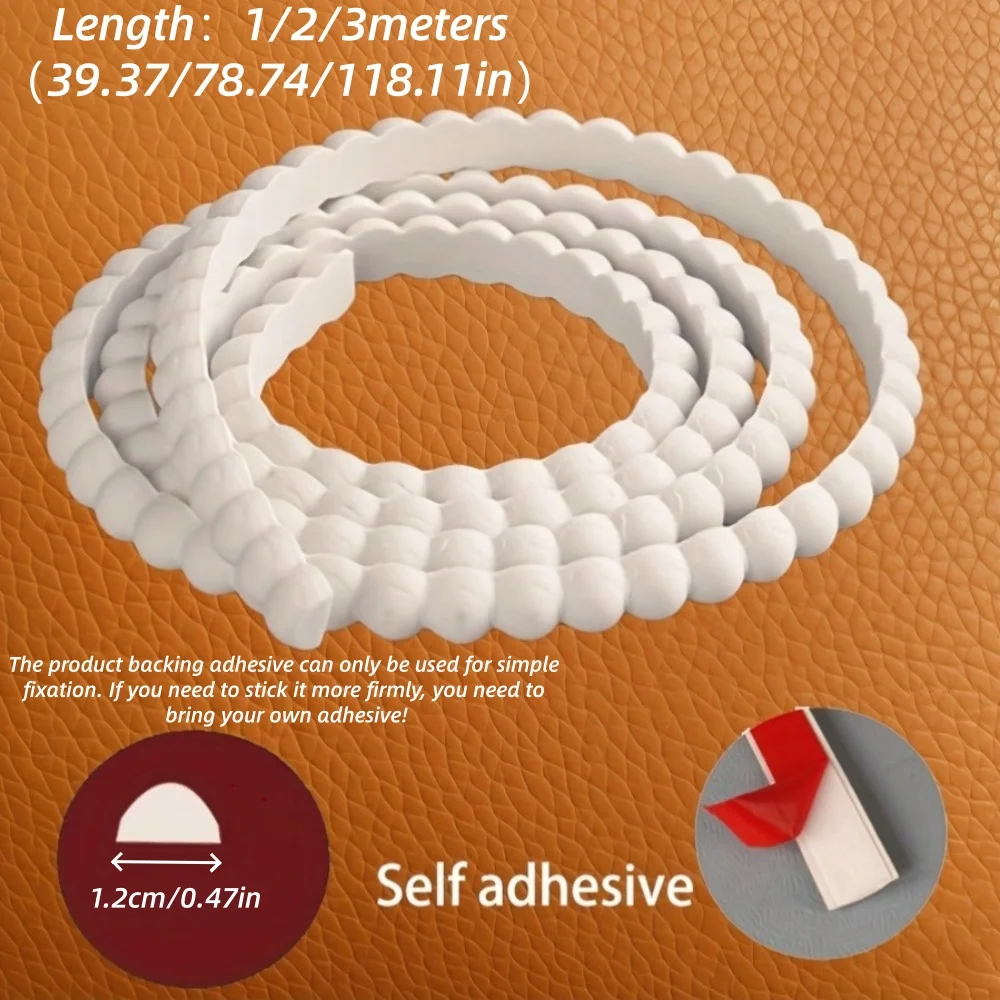 1pc 3/2/1m Self-Adhesive Beaded Trim，Peel-and-Stick Wallpaper Border，Suitable for Cabinets, Walls, Floors，Paintable and Flexible
