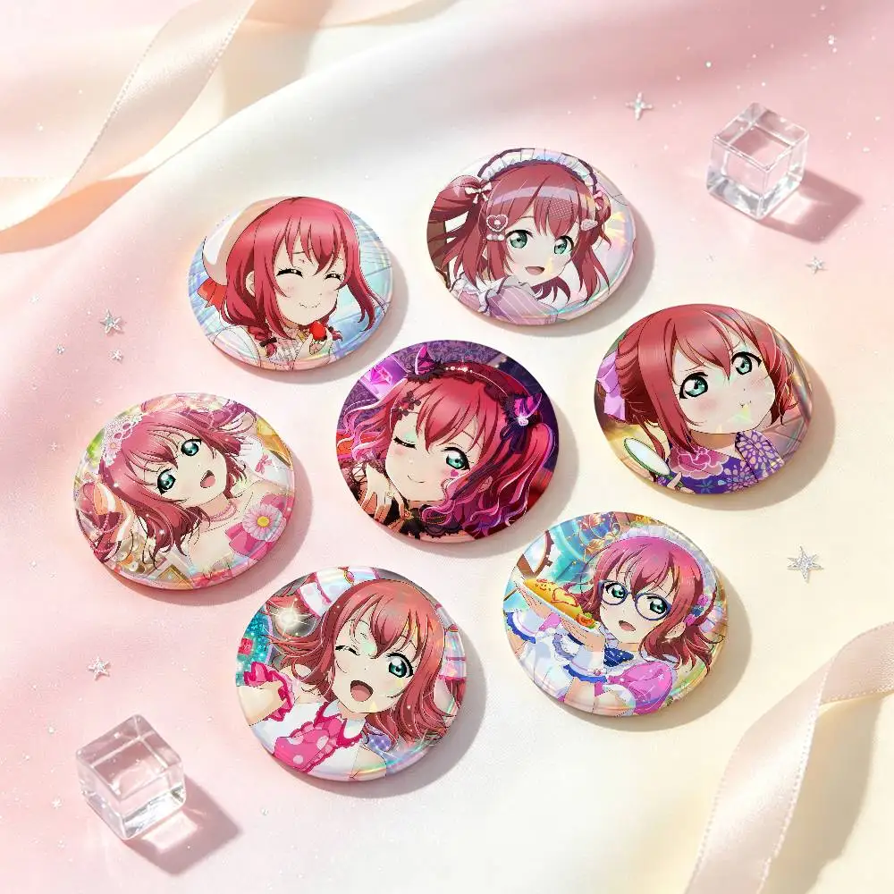 Ruby Kurosawa Anime Figure Badges 25 32 44 58 75 Mm Round Cosplay Pin Bag Decor Fans Collect Friends Gifts Brooch Souvenir