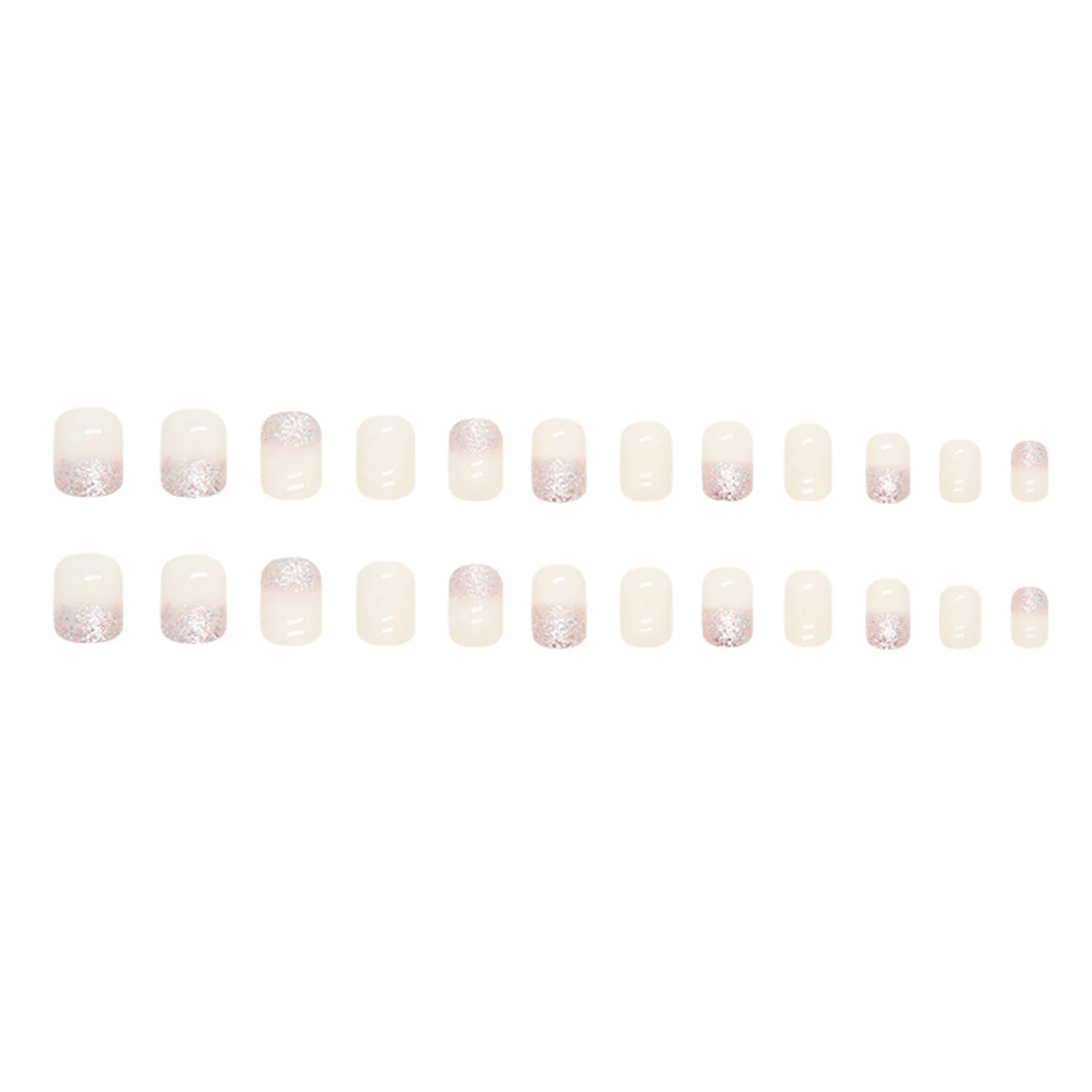 White Press-on Nail with Glitters Sweet Cool Style Removable Resin Artificial Nail for Daily Lives Everyday Use