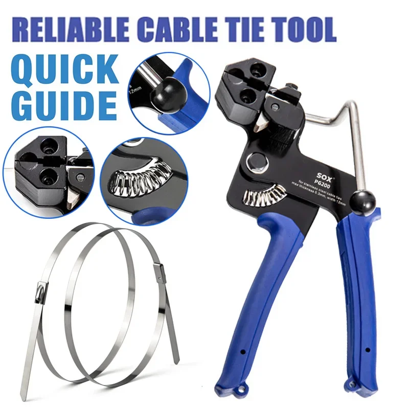 Stainless Steel Cable Tie Gun Wrap Tool Metal Zip Tie Tightener Tensioning & Cutting Functional Cable Tie Gun