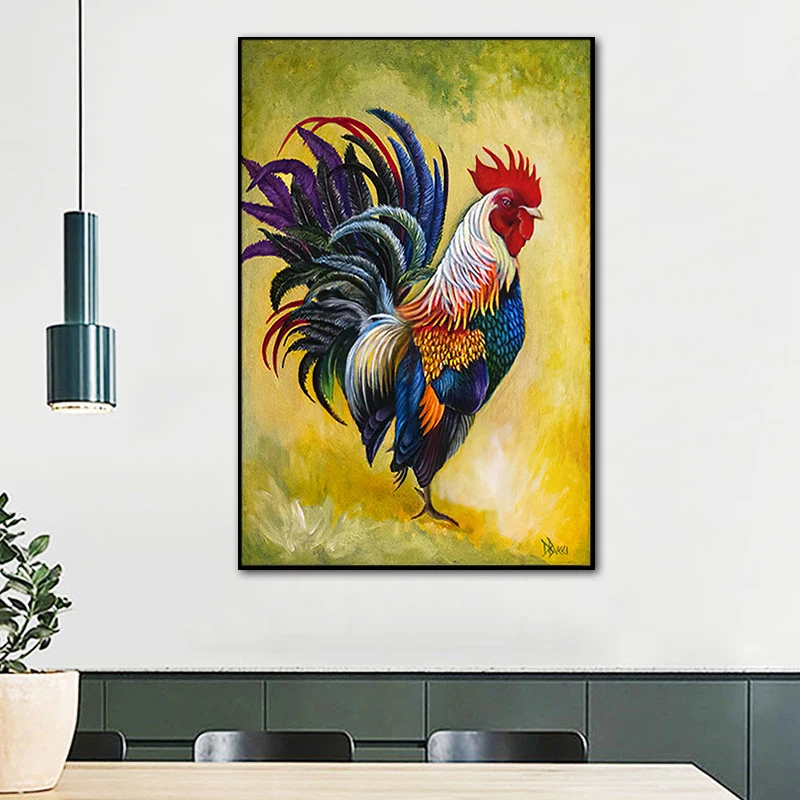 Abstract Rooster Oil Painting on Canvas Wall Picture Art Animal Poster and Print Cuadros Home Decor Paintings for Living Room